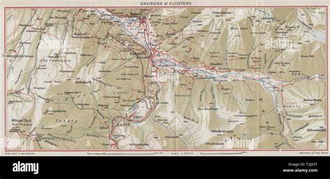 KLOSTERS & ENVIRONS. Klosters Dorf. Vintage map plan. Switzerland 1948 ...