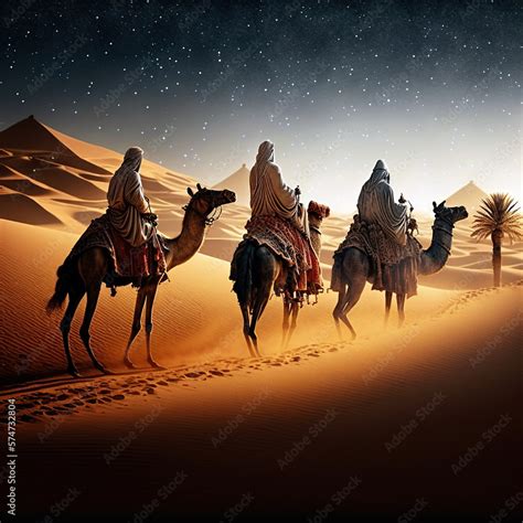 Camels in the Arabian desert - Created with Generative AI Technology ...