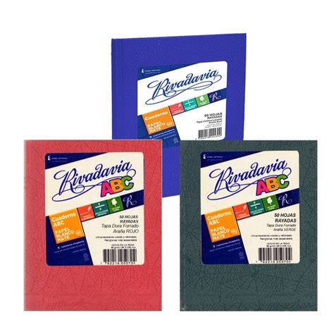 CUADERNO RIVADAVIA ABC X 100 HOJAS TAPA DURA RAYADO FORRADO VERDE SAN