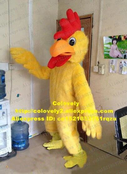 Shrewd Yellow Long Fur Cock Rooster Hen Chicken Chook Chick Mascot