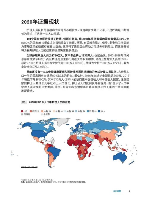 世卫组织发布《2020年世界护理状况》，要加大对护理队伍的投入 中国护士