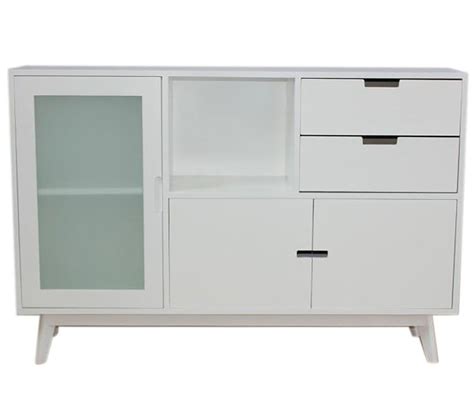 Buffet Meuble De Rangement En Bois De Paulownia Et Mdf Coloris Blanc