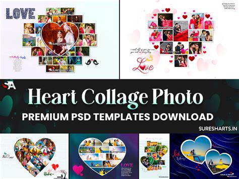 heart collage creative psd templates psdstore