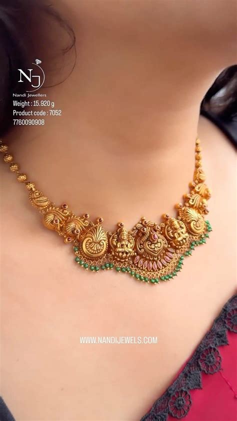 Gold Lakshmi And Peacock Choker From Nandi Jewels South India