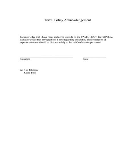 Acknowledgement Form Example