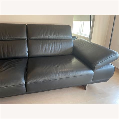 Natuzzi Black Italian Leather Couch - AptDeco