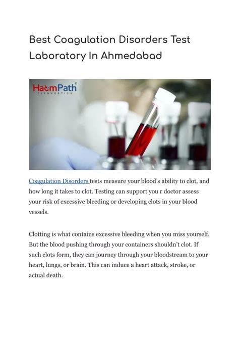 Ppt Best Coagulation Disorders Test Laboratory In Ahmedabad Powerpoint Presentation Id11640969