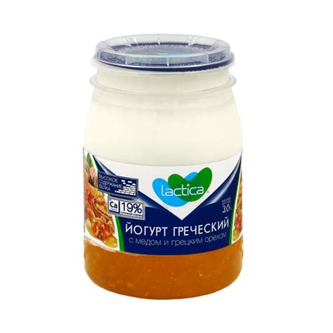 Йогурт греческий Lactica с медом и грецким орехом двухслойный 3,0% 190г ...