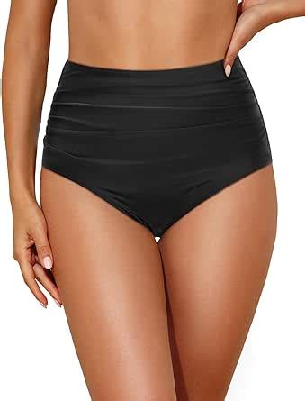 Amazon Tempt Me Bikini De Cintura Alta Para Mujer Estilo Retro Fruncido Parte Inferior