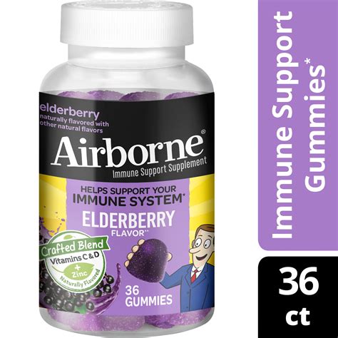 Airborne Immune Support Supplement Vitamins C D Zinc Elderberry