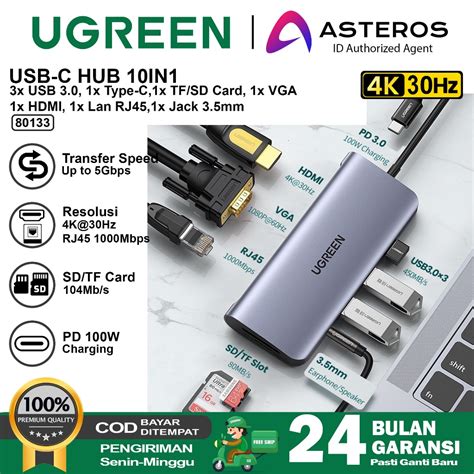 Jual Ugreen Usb Hub 10 In 1 Type C To Rj45 Hdmi Vga Sd Card Aux 35mm