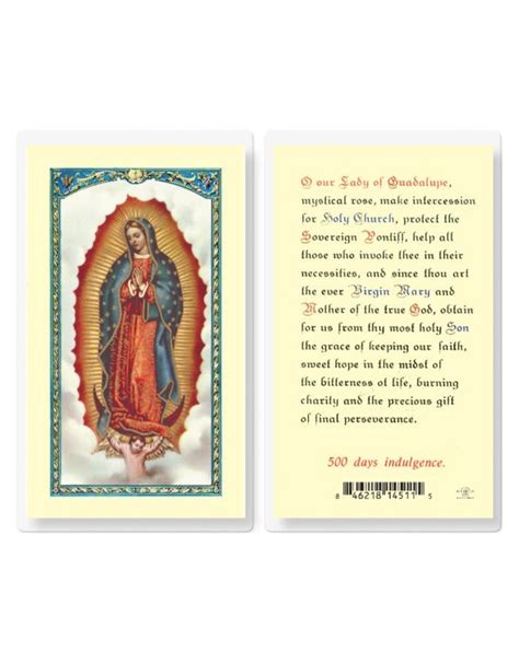 Holy Card Laminated Prayer To Our Lady Of Guadalupe Reillys Church Supply And T Boutique