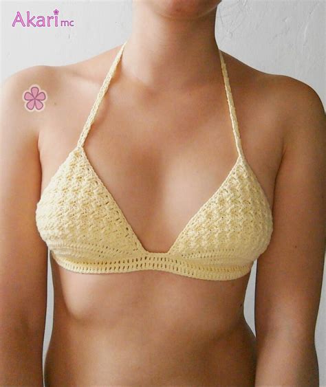 Crochet Pattern Bikini Top With Texture 2 Versions Triangle Bikini