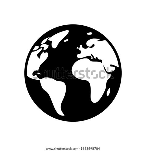 Earth Planet Global Map Black Icon Stock Vector Royalty Free