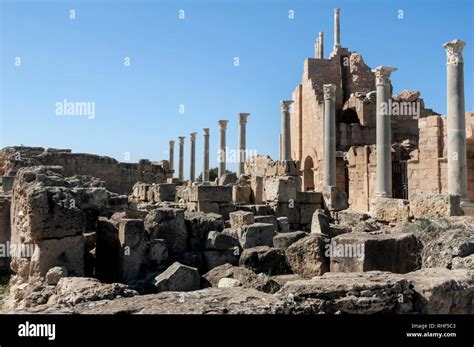 Archaeological Site Of Leptis Magna Libya The Ruins Of