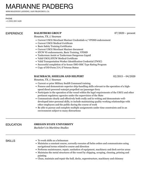 Seafarer Resume Format Download Wickmoms