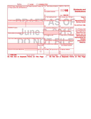 2016 Form 1099 DIV Dividends And Distributions Irs Fill And Sign