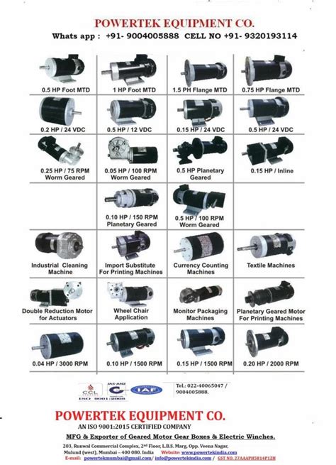 PEC Face PMDC Micro Series Geared Motors Voltage 12VDC To 180VDC