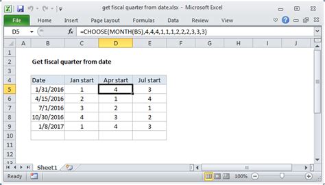 Excel formula: Get fiscal quarter from date | Exceljet