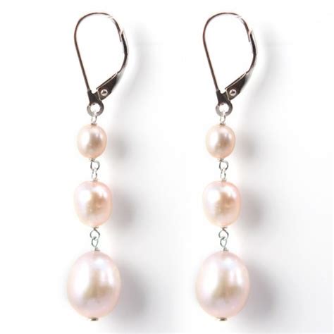 Boucles D Oreilles Perles De Culture D Eau Douce Dormeuse Argent