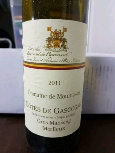 Vicomte Bernard De Romanet Domaine De Mounisson Cotes De Gascogne Gros