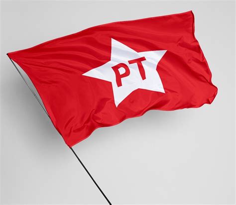 Bandeira Brilhante Pt Partido Dos Trabalhadores 145m X 1m