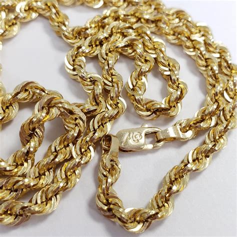 14 Karat Yellow Gold Twisted Textured Rope Simple Chain 73g At 1stdibs