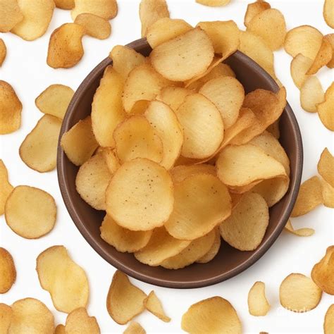 Premium Ai Image Stack Of Crispy Potato Chips Isolated On A White