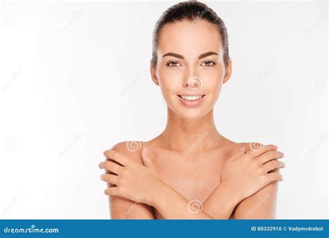Beauty Portrait Of Nude Woman Covering Her Breast Stock Photo Image Of Adult Cover 80332916