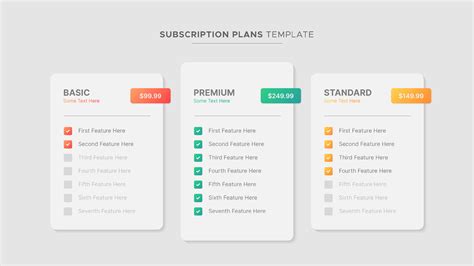 Product Plan Offer Price Package Subscription Options Comparison Table