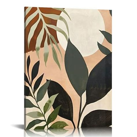 Nawypu Abstract Boho Tropical Monstera Palm Leaves Mid Century Modern