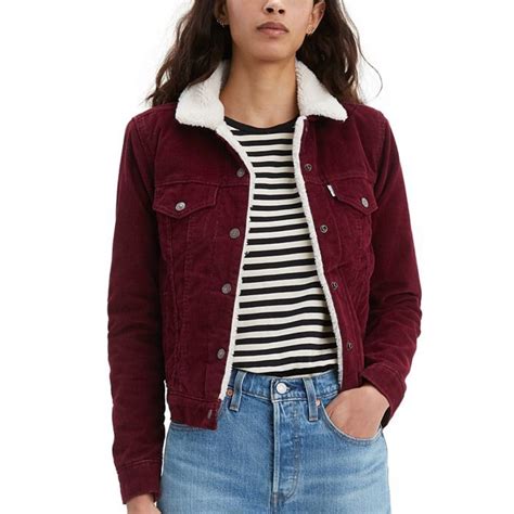 Levis Plum Corduroy Sherpa Trucker Jacket Gem