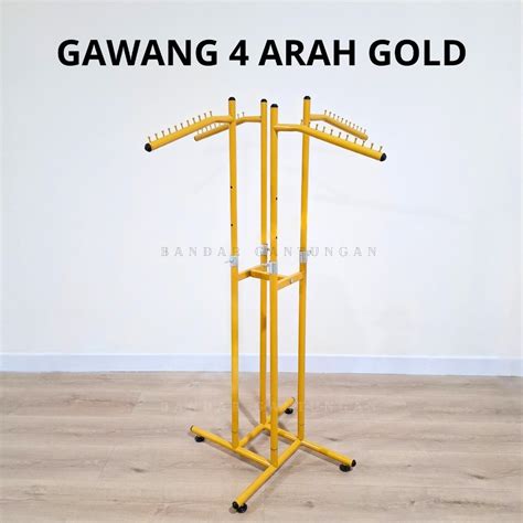 Jual Gawang Baju 4 Arah Gold Stand Rak Tiang Baju Gawangan Baju Besi BH