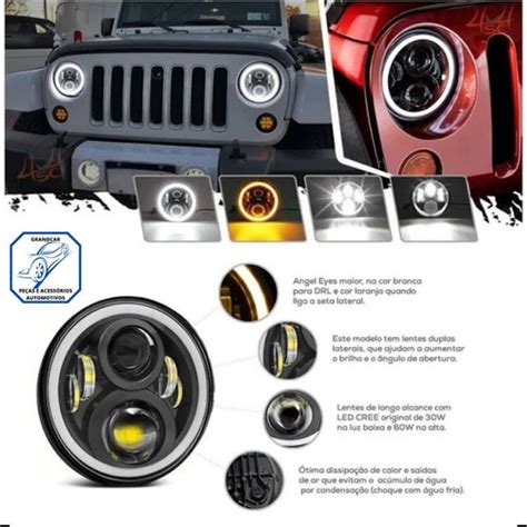 Par Farol Angel Eyes Defender Led Jeep Troller Fusca Kombi