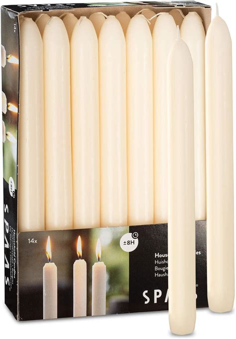 Spaas 14 Tapered Dinner Candles 21 220 Mm 8 Hours Unscented Ivory