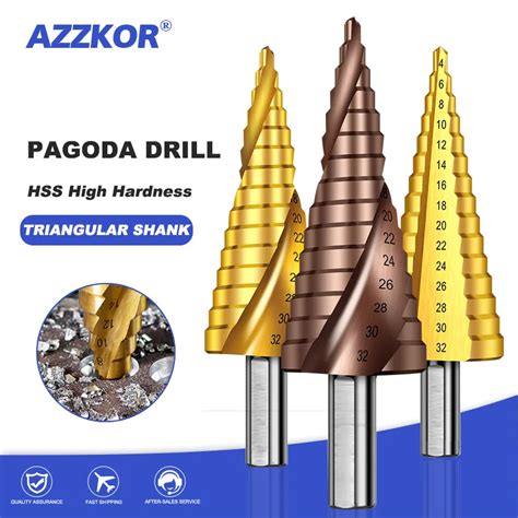 AZZKOR HSS High Hardness Titanium Step Pagoda Drill Bit For Metal