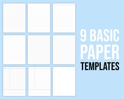 Basic Paper Templates Grid Line Dot Cornell Legal Etsy