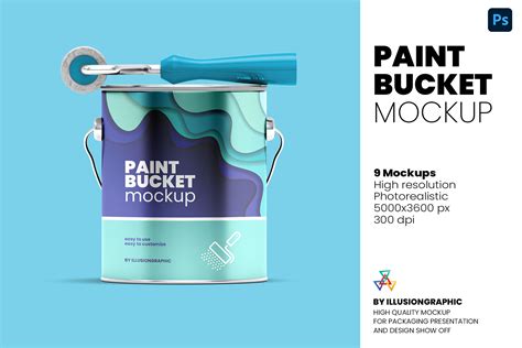 Paint Bucket Mockup Views Graphic By Illusiongraphicdesign