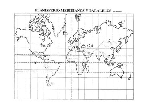 Planisferio De Los Meridianos Y Paralelos Con Nombres Y Sin Nombres