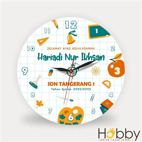 Jual Jam Dinding Kayu Custom Nama Tanggal Kado Wisuda Unik Hadiah