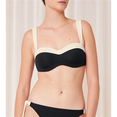 Reggiseno Per Bikini A Fascia Summer Glow Bicolore Nero Bianco Triumph