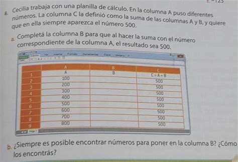 Cecilia Trabaja Con Una Planilla De C Lculo En La Columna A Puso