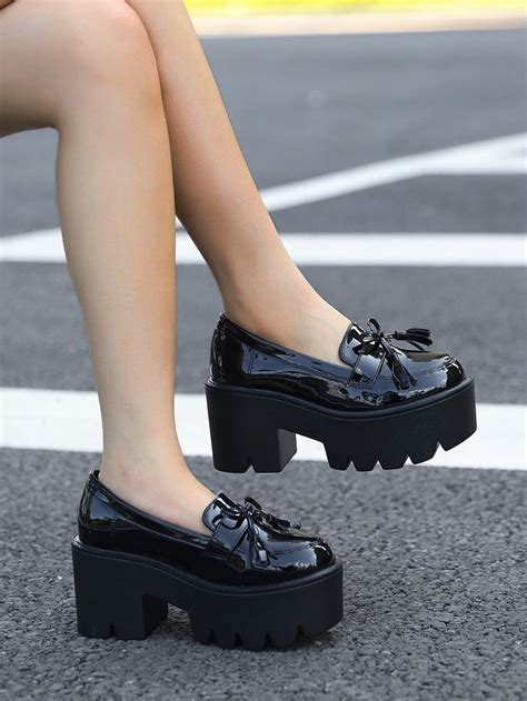 Mocasines Lazo And Con Diseño De Fleco Plataforma Platform Loafers Loafers Tassels Decor