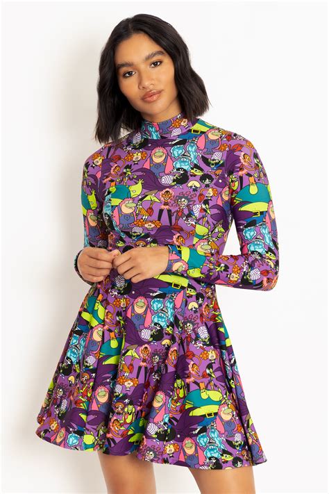 The Powerpuff Girls Villains Long Sleeve Evil Mini Skater Dress Limited