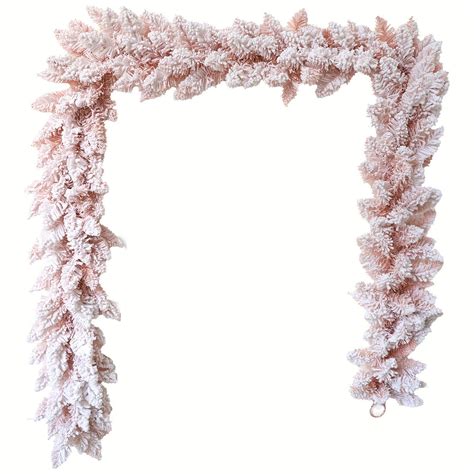 Flocked Snowflake Christmas Garland With Frosted White Cedar Appearance