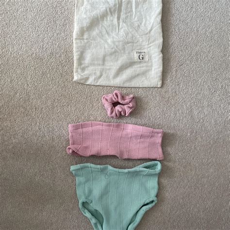 Hunza G Pink And Turquoise Bikini And Scrunchie Hair Depop
