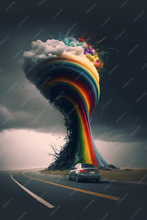 Premium AI Image | Rainbow tornado, abstract art, Generative Ai