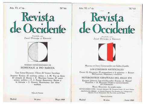 REVISTA DE OCCIDENTE Año VI 2ª época 1968 Año Completo by Ortega