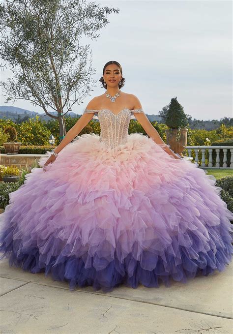 Style 89438 | Crystal Beaded Ruffle Quinceañera Dress | NOVEDADES