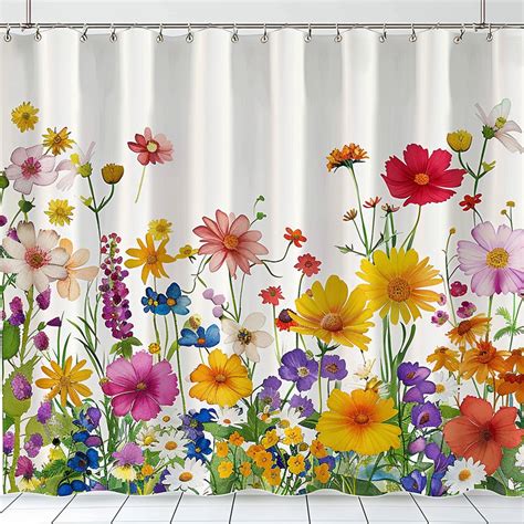 Transform Your Bathroom With A Vibrant Floral Border Shower Curtain